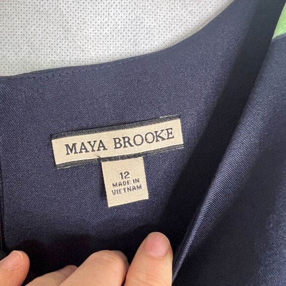 Maya‎ Brooke NWT Navy Blue Floral Bodycon Sleeveless Midi Dress Size 12 - Picture 4 of 6